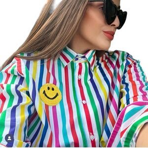 Joshua’s by Joshua Sanders Smiley-Face Appliqué Take the Time to Smile Shirt